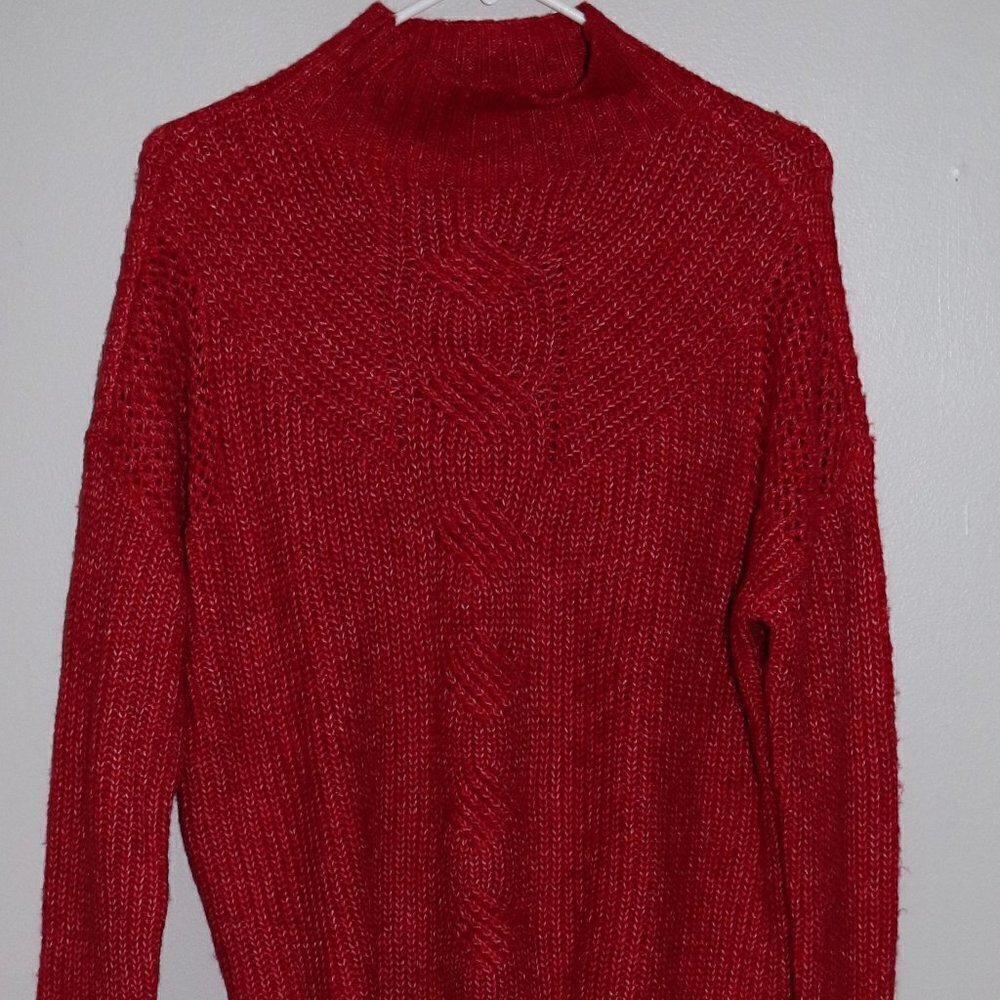Maurice's Red Pop Cable-Knit Mock Sweater Size S